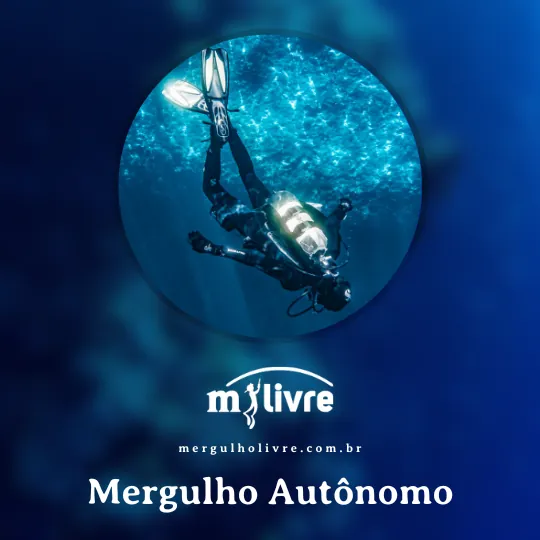 Capa escrito Mergulho Autônomo com mergulhador de cilindro