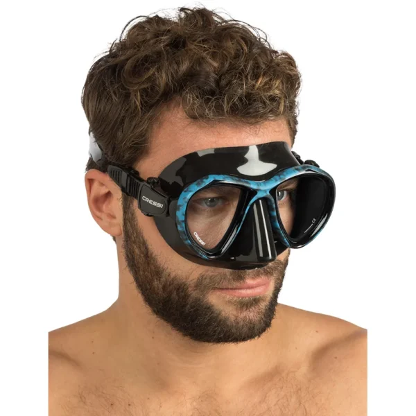 Máscara de Mergulho Cressi Metis Hunter Camuflado para Pesca sub e mergulho livre - foto azul 3