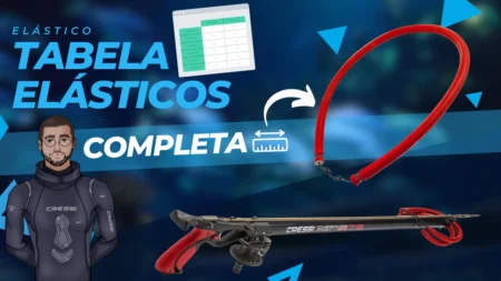 capa Tabela elásticos arbaletes para pesca sub completa, guia de tamanhos, tabela universal