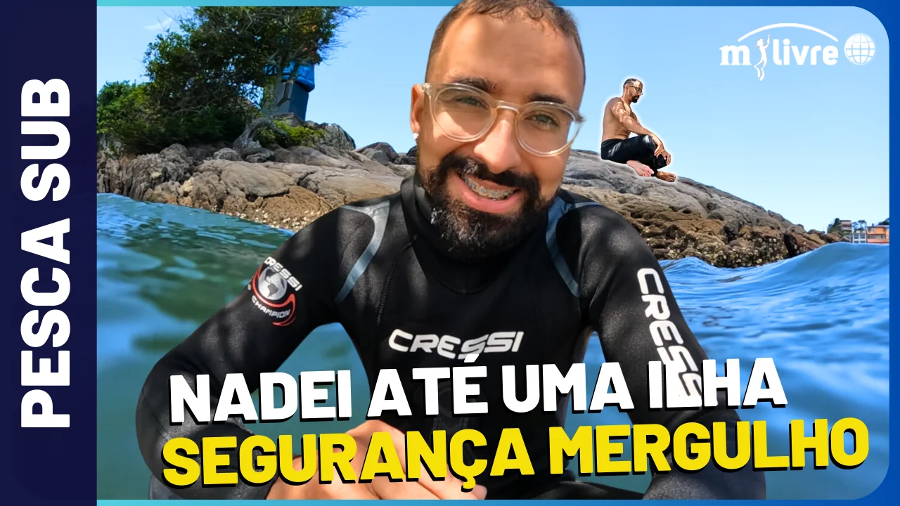 capa - NADEI ATÉ UMA ILHA - SEGURANÇA DA PESCA SUB E MERGULHO LIVRE, APNEIA, DICAS, INICIANTE, GUARAPARI ES