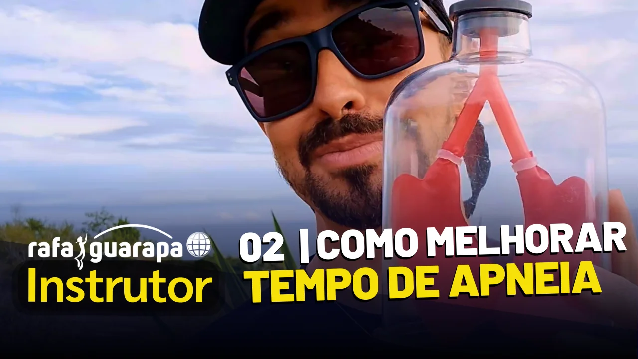 Capa vídeo Aula 02 - Como melhorar o tempo de Apneia no Mergulho Livre com o Instrutor de mergulho NAUI Rafa Guarapa
