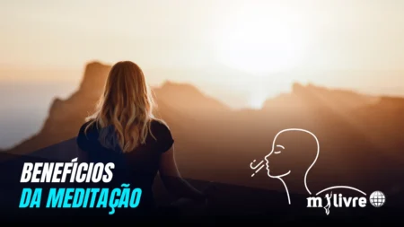 Capa - Benefícios da meditação, foto meditando ao pôr-do-sol