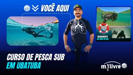 Capa - Curso de pesca sub em Ubatuba, apneia e Mergulho Livre - fotografia instrutor de Mergulho Livre e Pesca subaquática Rafa Guarapa