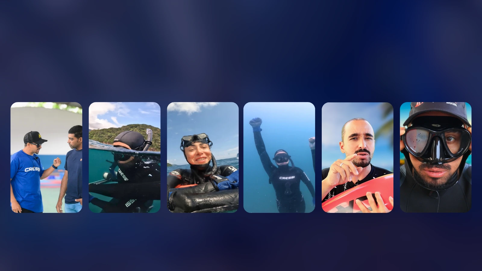 Capa Mergulho Play - varias fotos de mergulho livre e pesca subaquática