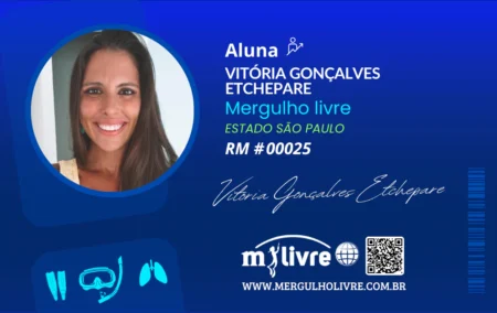 Carteirinha - Aluna RM #00025 Vitória Gonçalves Etchepare Mergulho Livre - São Paulo