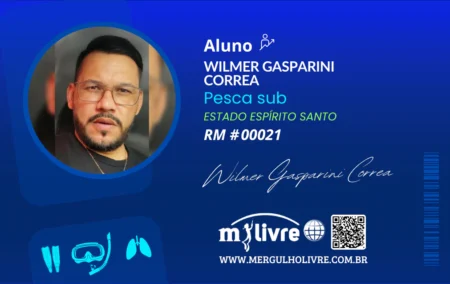 Carteirinha - Aluno RM #00021 Wilmer Gasparini Correa Mergulho Livre – Espírito Santo
