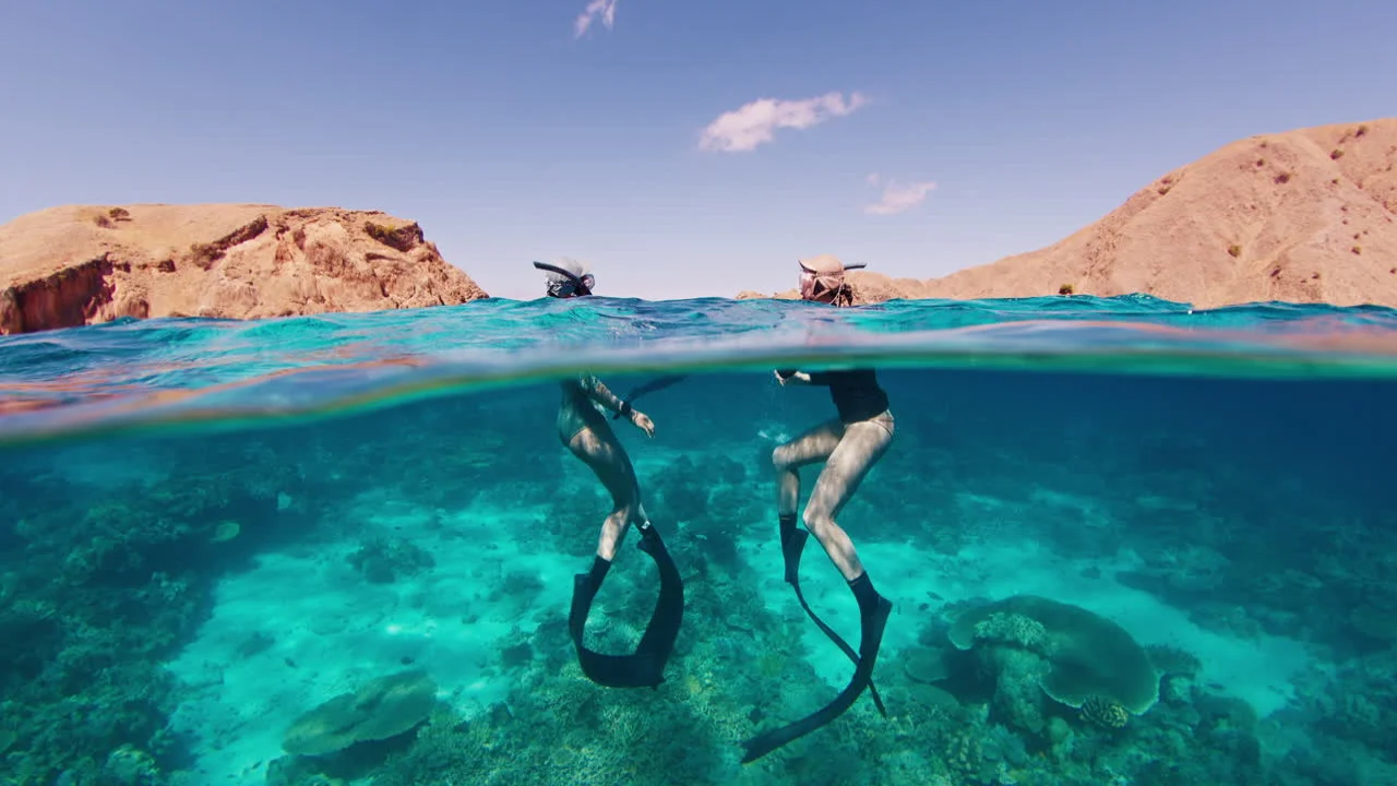 foto linha da água, mar, mergulho livre, dome action cam, apneia