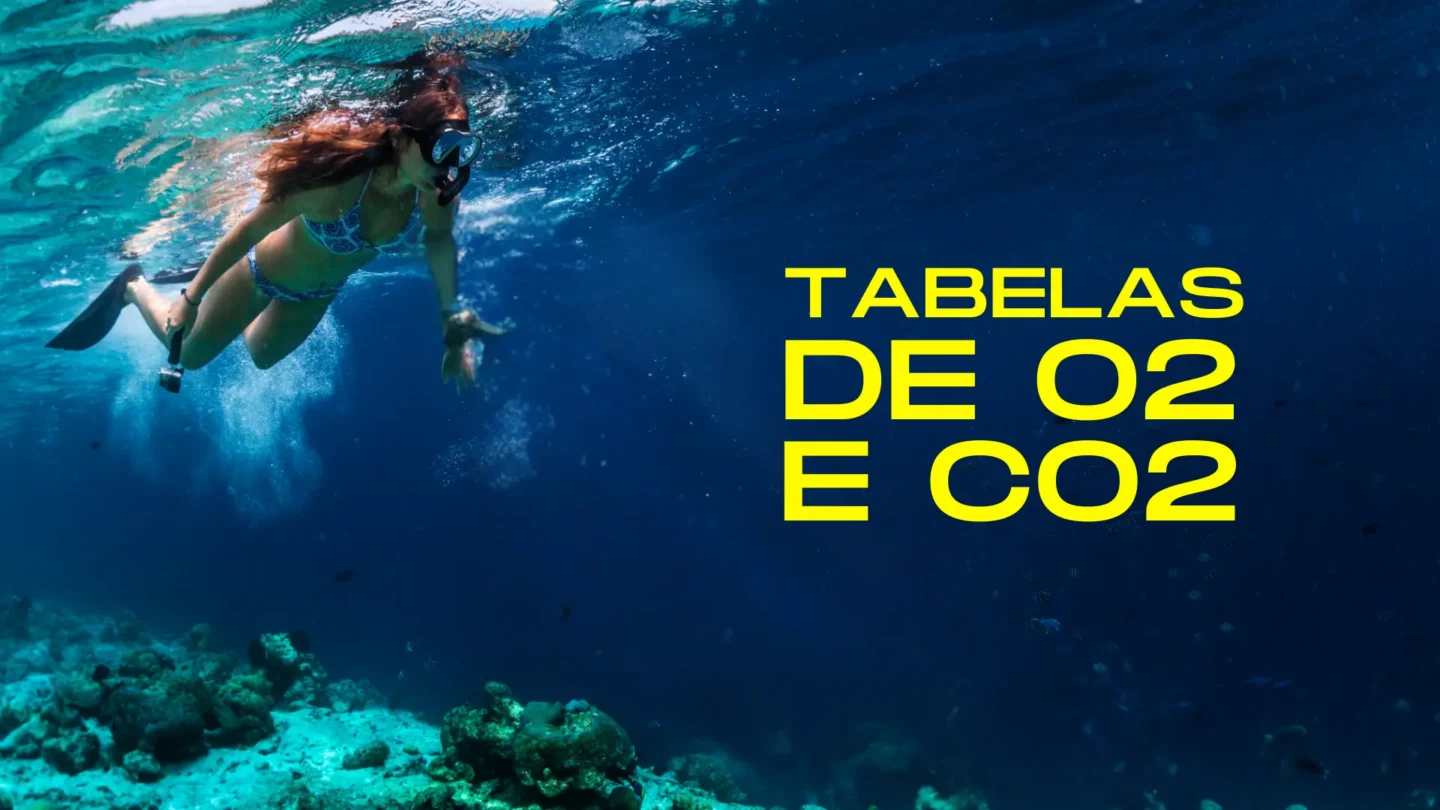 Capa - tabelas intermediária de O2 e CO2, mar, mergulho